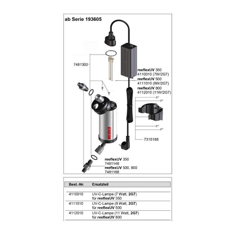 EHEIM zářič pro UV sterilizátor reeflex UV 350 (model 4 konektory) (4110010)