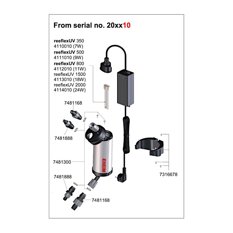 EHEIM vystup 12/16 mm na UV lampu