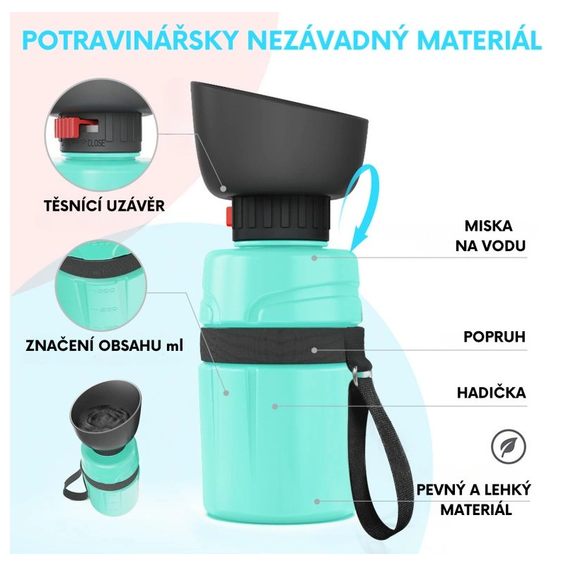 LESOTC Cestovní lahev a miska v jednom 600 ml - tyrkysová