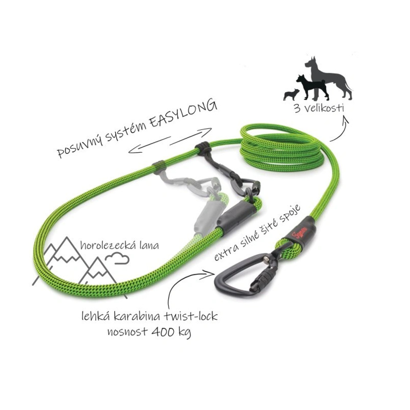 Tamer lanové vodítko Easy Long Twist - Mini, žluté, 3 m