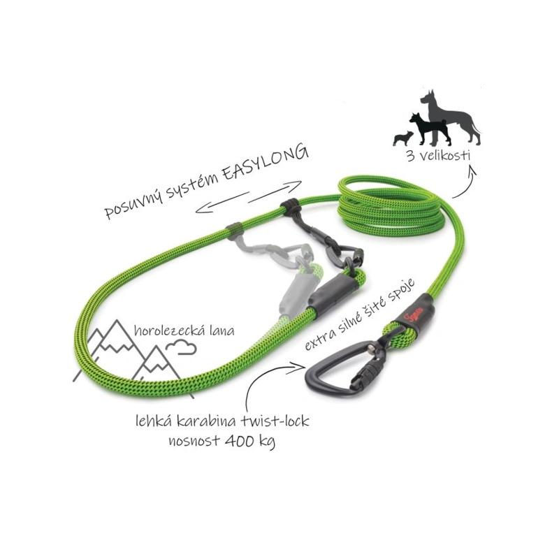Tamer lanové vodítko Easy Long Twist - střední  pes, červené, 3 m