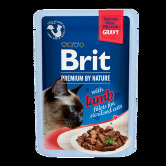 Brit Premium Cat Delicate Fillets in Gravy with Lamb for Sterilised 85 g