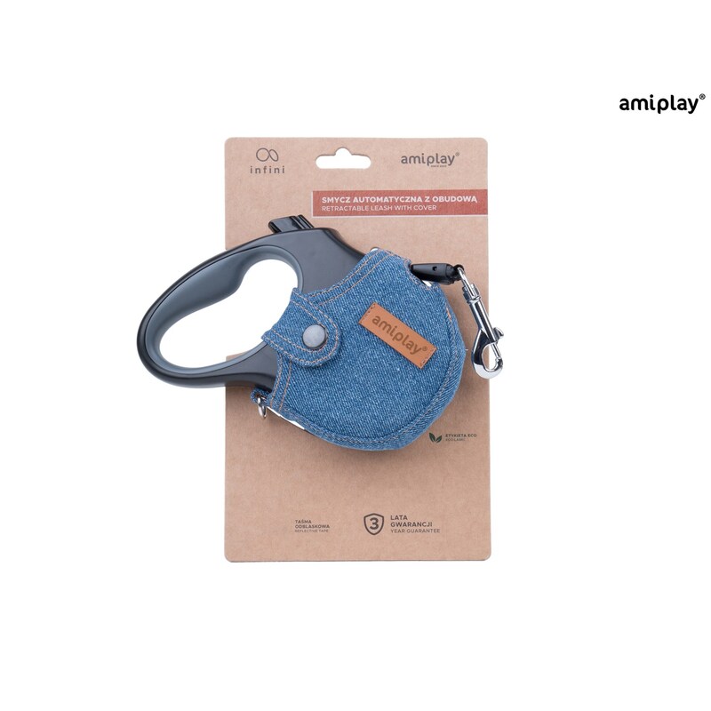 Amiplay Vodítko Infini s Denim S 3m - 12 kg modrá