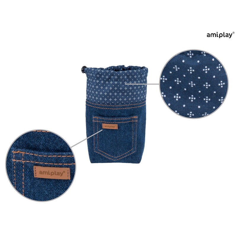 Amiplay Tastička na pamlsky Denim 10 x 7 x 14 cm Námořní