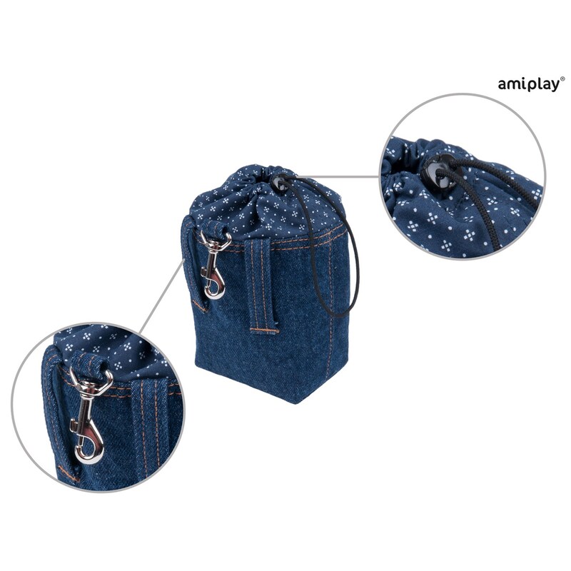 Amiplay Tastička na pamlsky Denim 10 x 7 x 14 cm Námořní