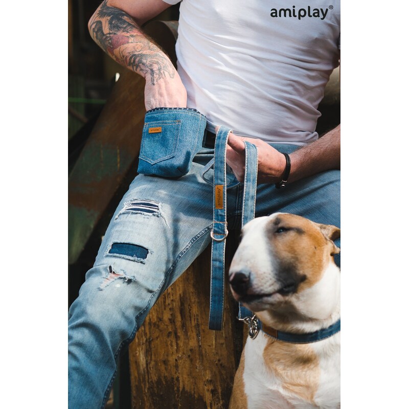 Amiplay Tastička na pamlsky Denim 10 x 7 x 14 cm Námořní
