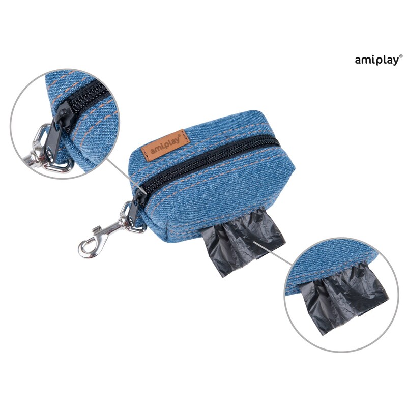 Amiplay Tastička na sáčky Denim 9x5x4 cm Modrá