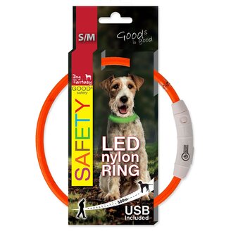 Dog Fantasy LED Obojek nylon oranžový 45 cm