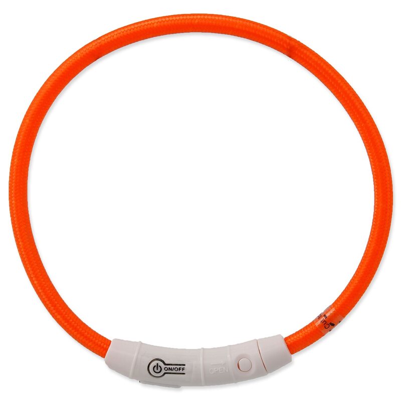 Dog Fantasy LED Obojek nylon oranžový 45 cm