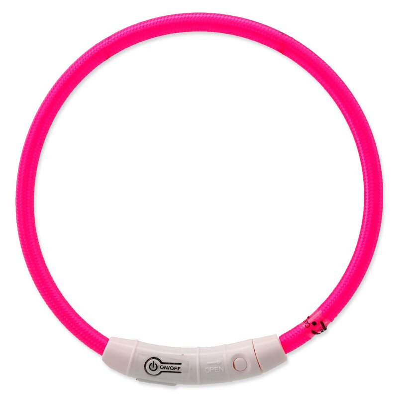 Dog Fantasy LED Obojek nylon růžový 65 cm